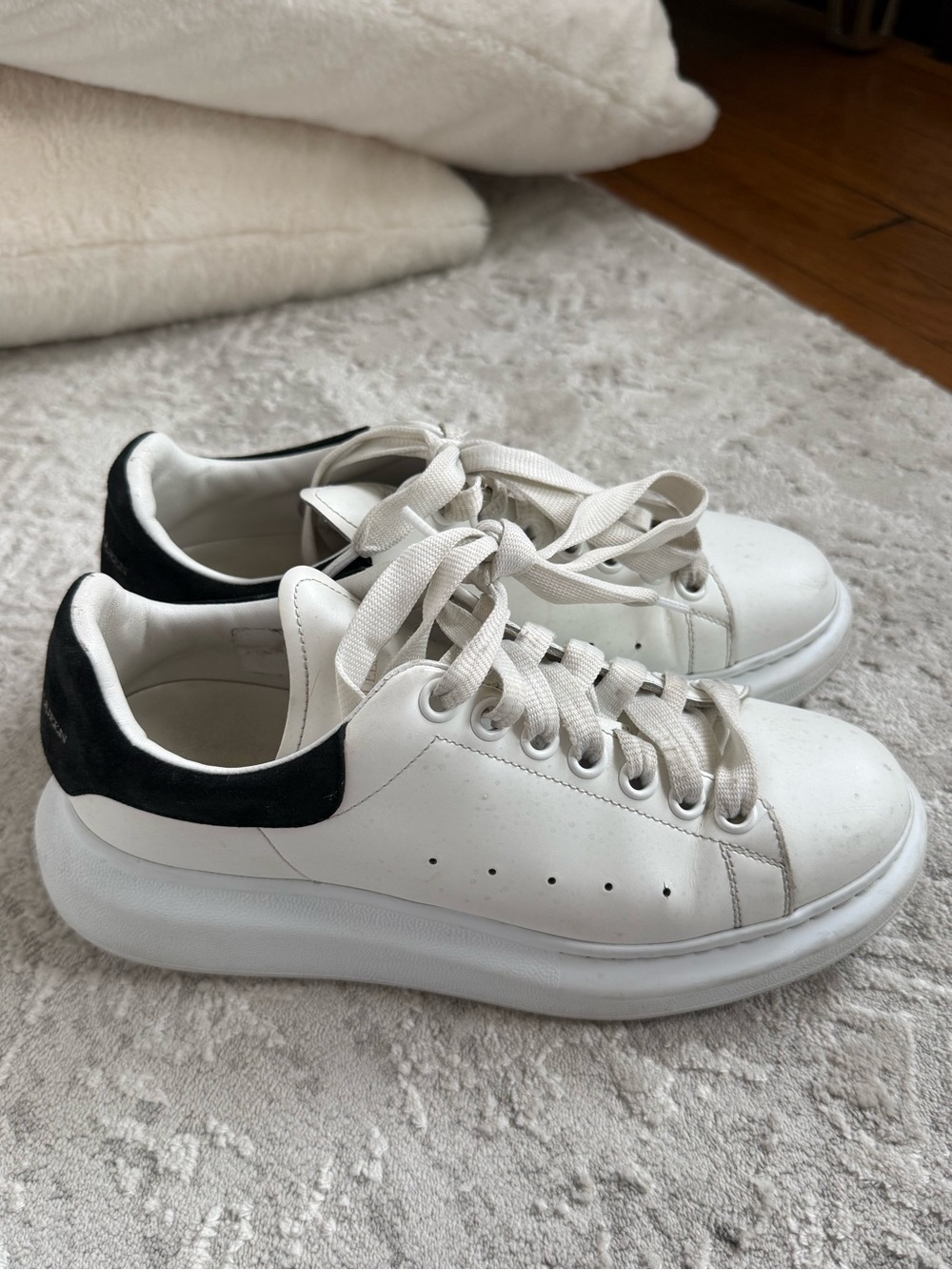 Alexander McQueen White Platform Sneakers with Black Heel Accent - Women